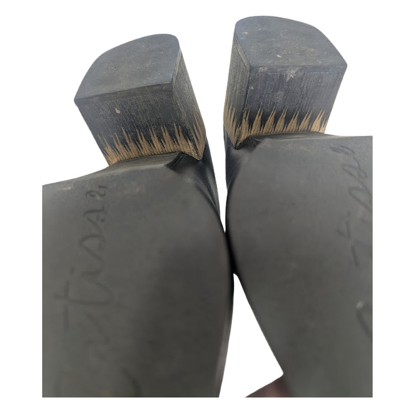 Sculptural Heel Black Leather Mules | Matisse Evie | Modern Minimalist Size 8M - Picture 7 of 9